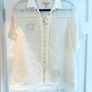 Beautiful Linen Rebecca Taylor Blouse Sz Md